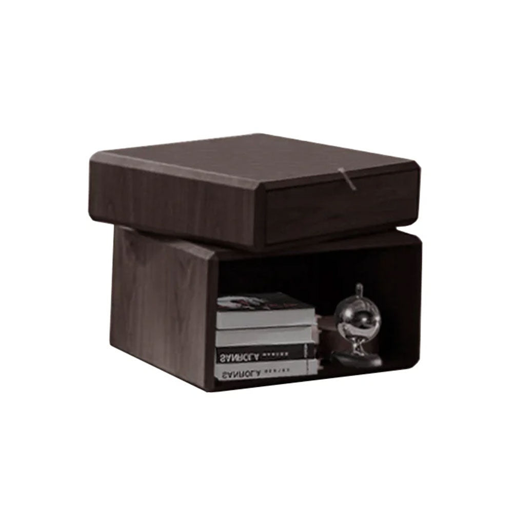 Noptiera din lemn masiv furniruit  Memo, cu sertar rotativ, 50 x 41 x 52 cm, Homedit - Image 9