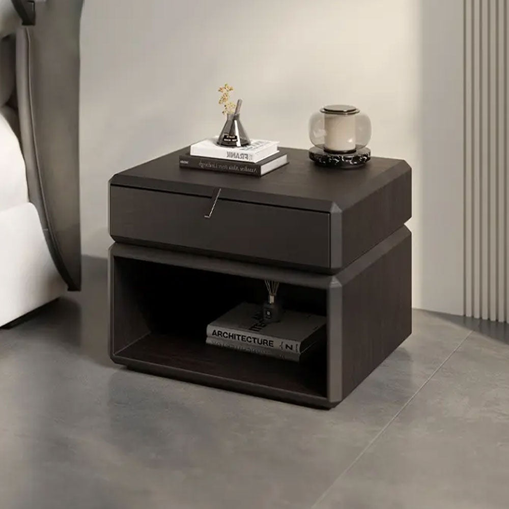 Noptiera din lemn masiv furniruit  Memo, cu sertar rotativ, 50 x 41 x 52 cm, Homedit - Image 6