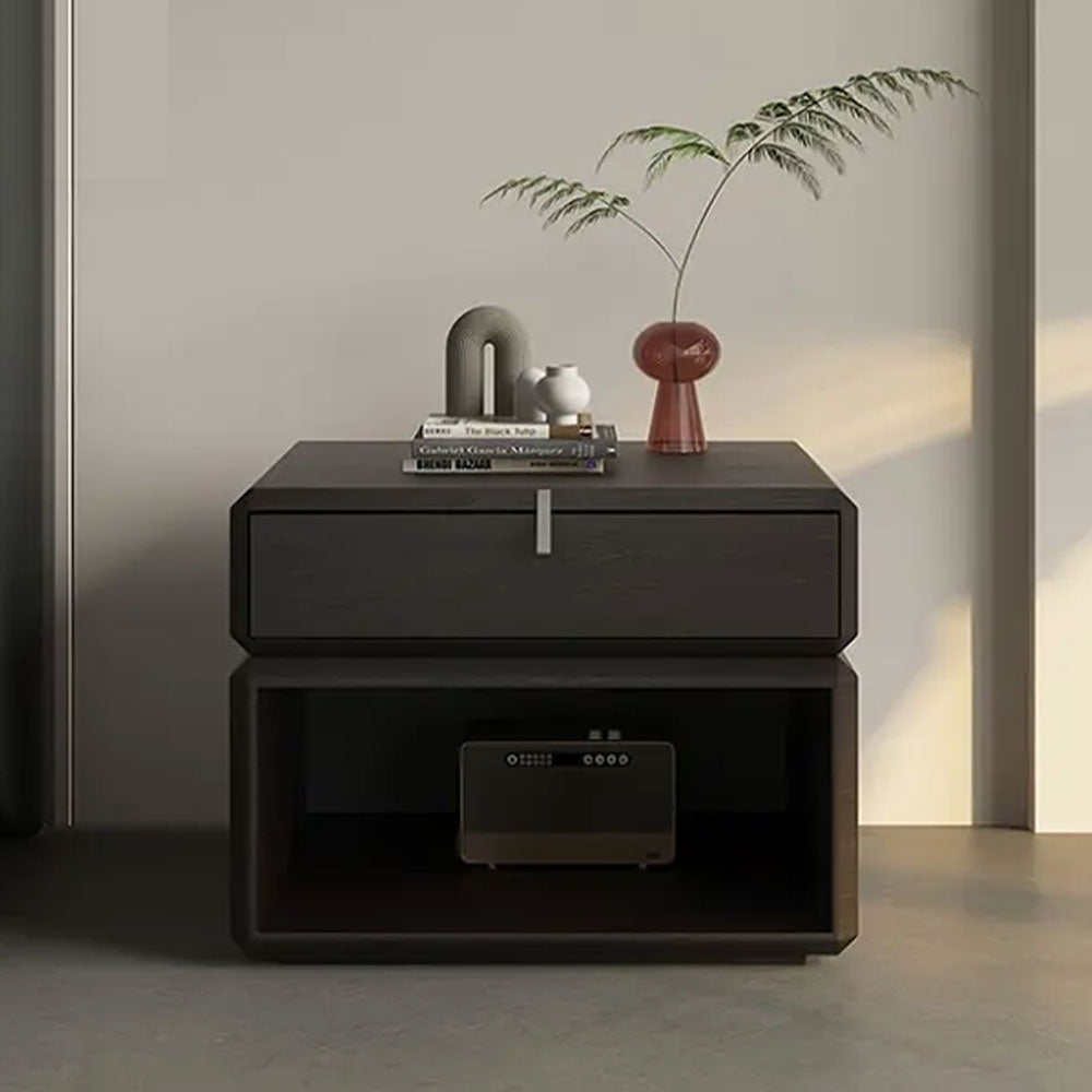 Noptiera din lemn masiv furniruit  Memo, cu sertar rotativ, 50 x 41 x 52 cm, Homedit - Image 7