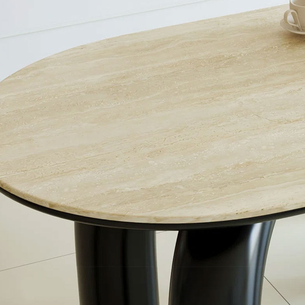 Masa dining negru 160 x 80 cm, lemn masiv, blat ardezie Lion, Homedit - Image 8