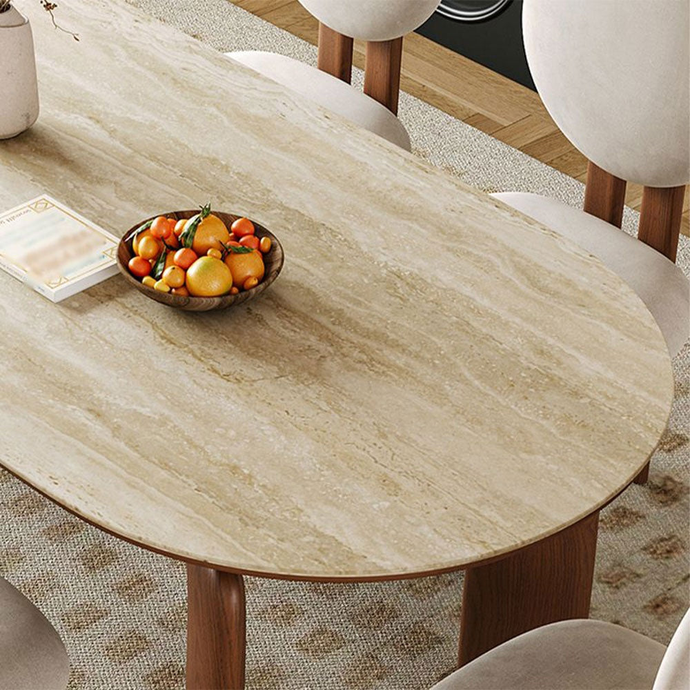 Masa premium Lyon, lemn masiv de frasin si blat din ardezie, maro, 140 x 80 cm, Homedit - Image 6