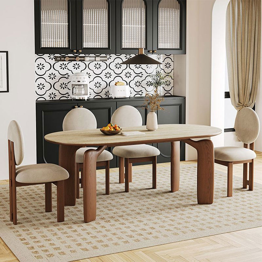 Masa premium Lyon, lemn masiv de frasin si blat din ardezie, maro, 140 x 80 cm, Homedit - Image 3