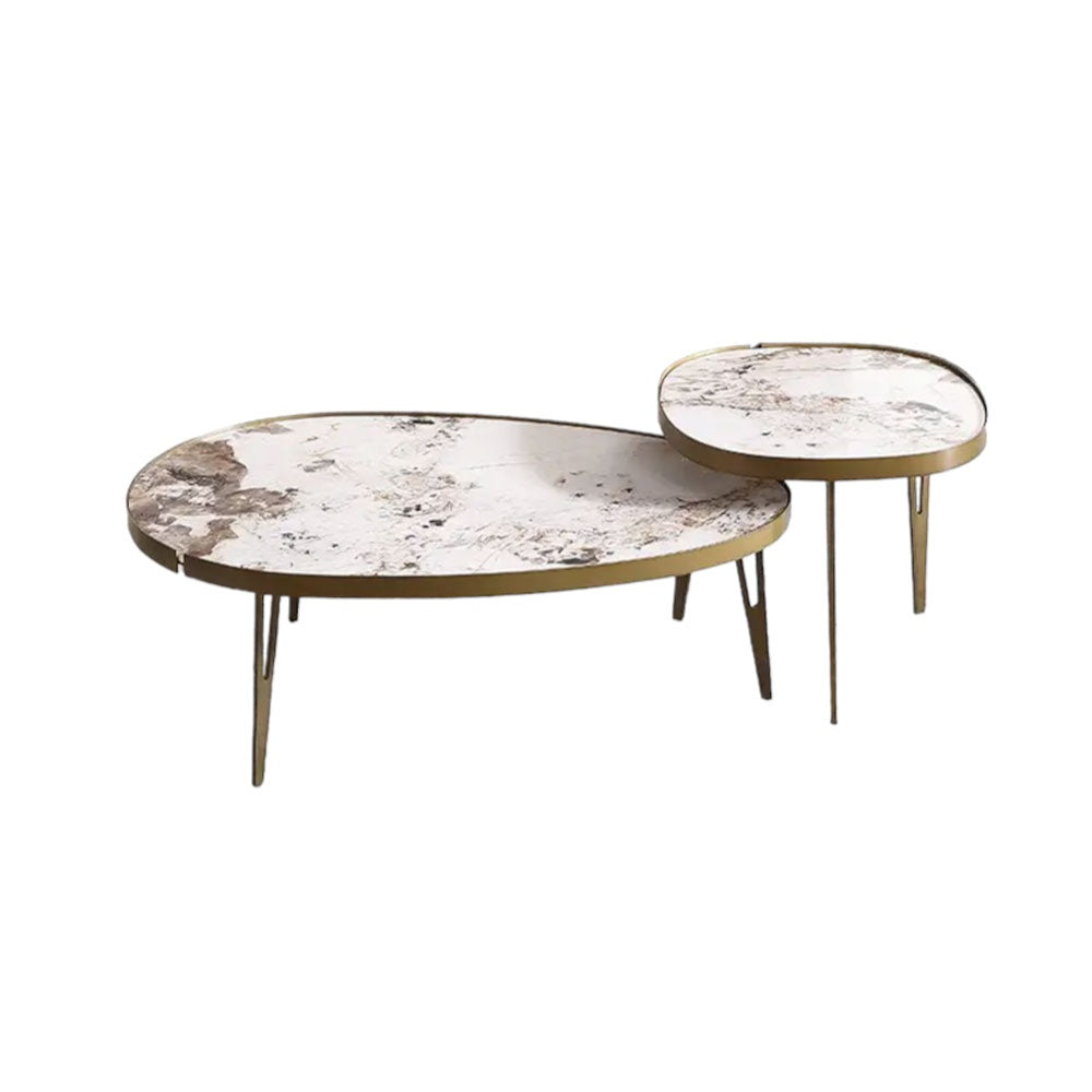 Set Masa cafea premium 110 x 70 x 35 cm / 56 x 56 x 45 cm Capri, blat din piatra, , Homedit - Image 7