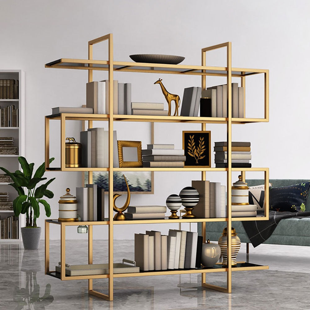 Consola premium Credo, biblioteca cu polite din sticla securizata, 200 x 100 x 45 cm, Homedit - Image 2