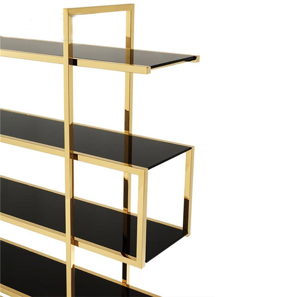 Consola premium Credo, biblioteca cu polite din sticla securizata, 200 x 100 x 45 cm, Homedit - Image 7