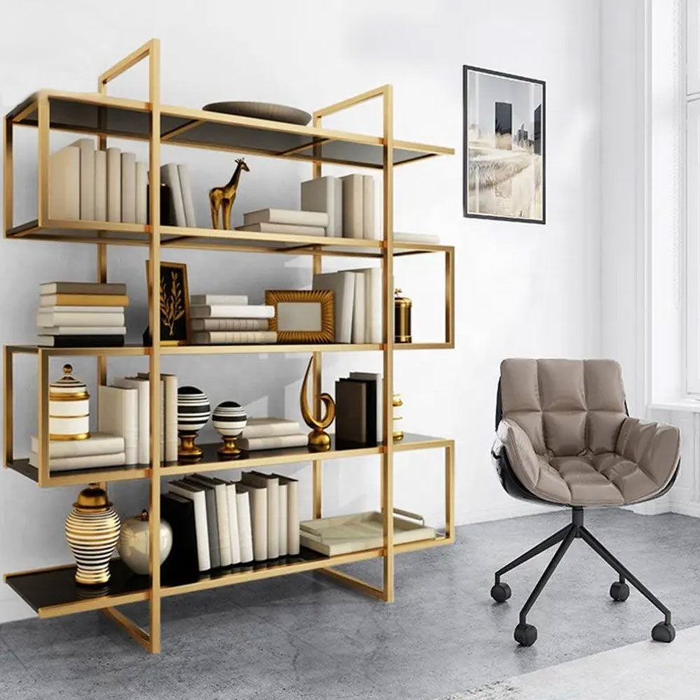 Consola premium Credo, biblioteca cu polite din sticla securizata, 200 x 100 x 45 cm, Homedit - Image 5