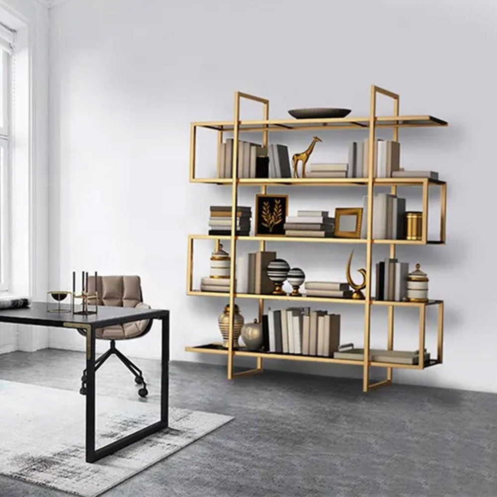 Consola premium Credo, biblioteca cu polite din sticla securizata, 200 x 100 x 45 cm, Homedit - Image 3