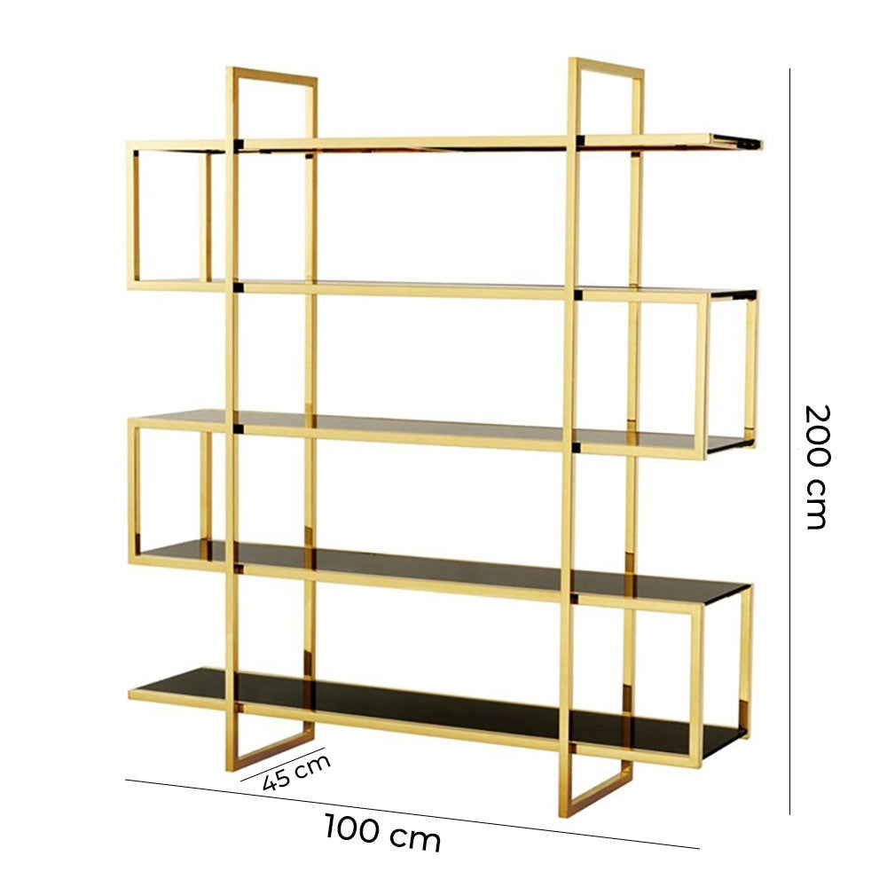 Consola premium Credo, biblioteca cu polite din sticla securizata, 200 x 100 x 45 cm, Homedit - Image 8