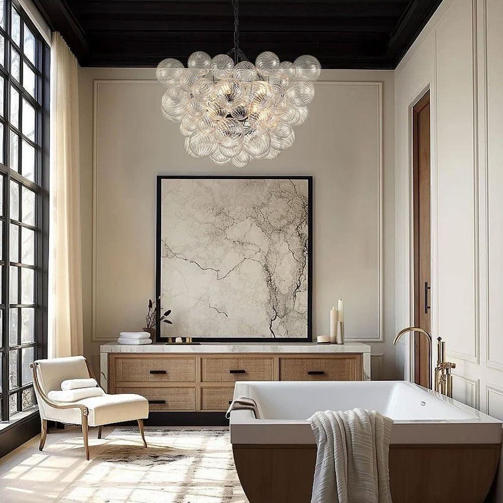 Candelabru Edmonton, sticla si otel, cu 6 sau 12 lumini, Homedit - Image 13
