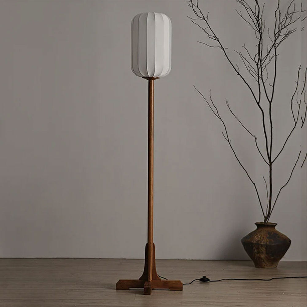 Lampa de podea Aoky, stejar si stofa, 175 x 26 cm, E27, Homedit - Image 6