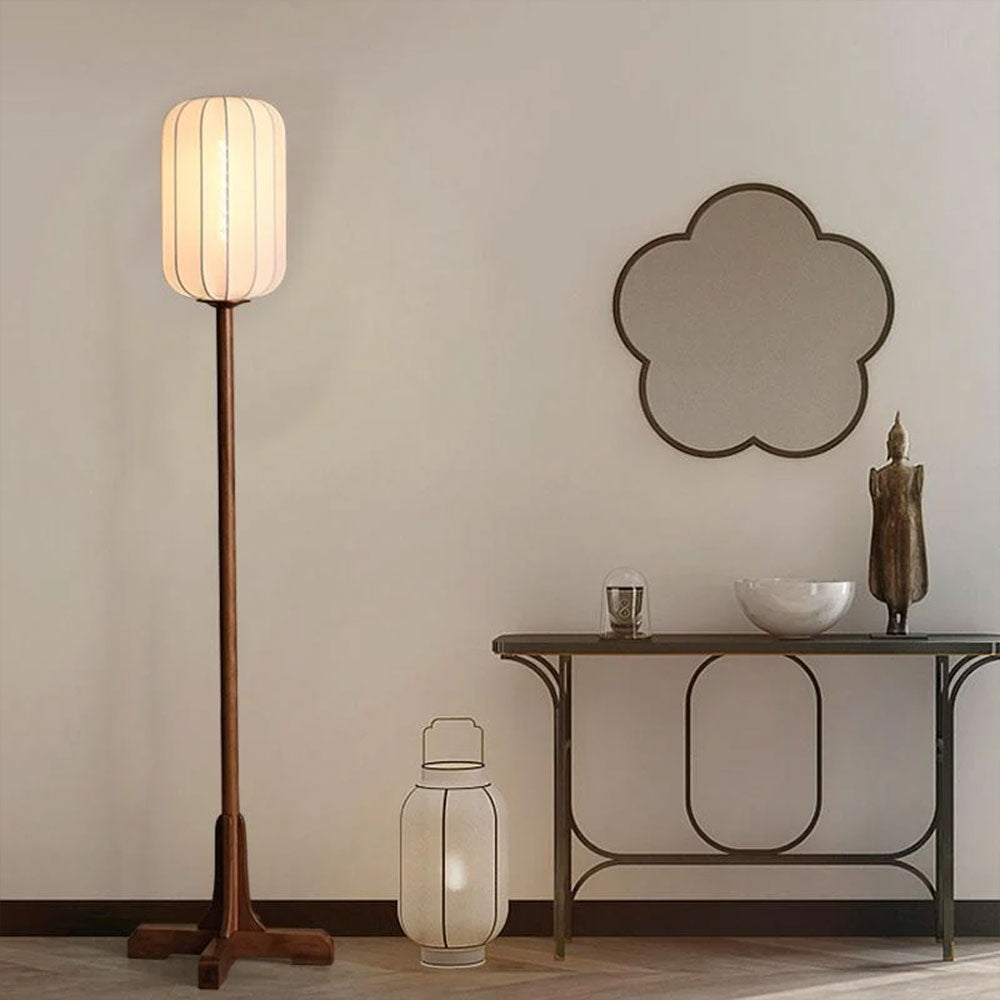Lampa de podea Aoky, stejar si stofa, 175 x 26 cm, E27, Homedit - Image 3