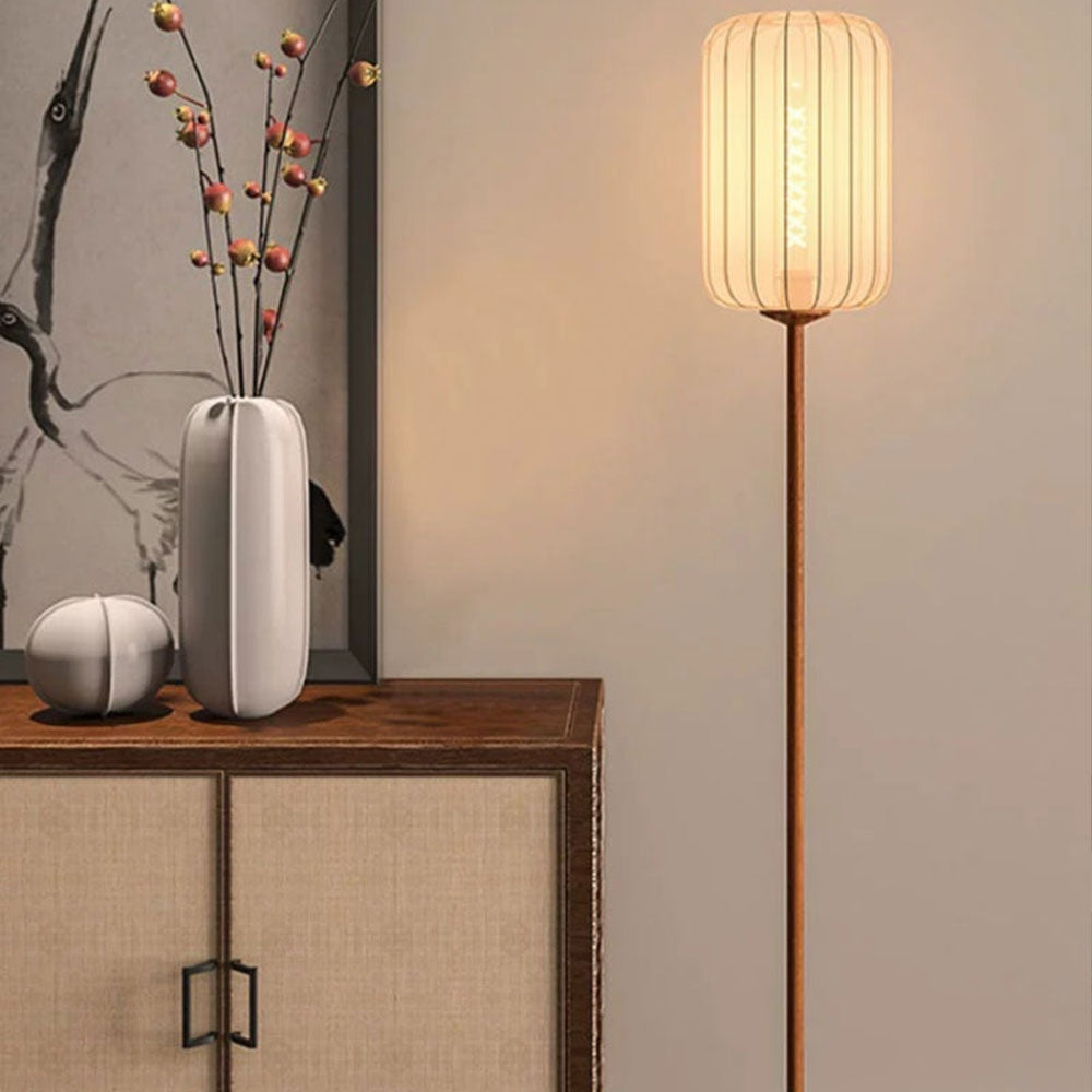Lampa de podea Aoky, stejar si stofa, 175 x 26 cm, E27, Homedit - Image 10