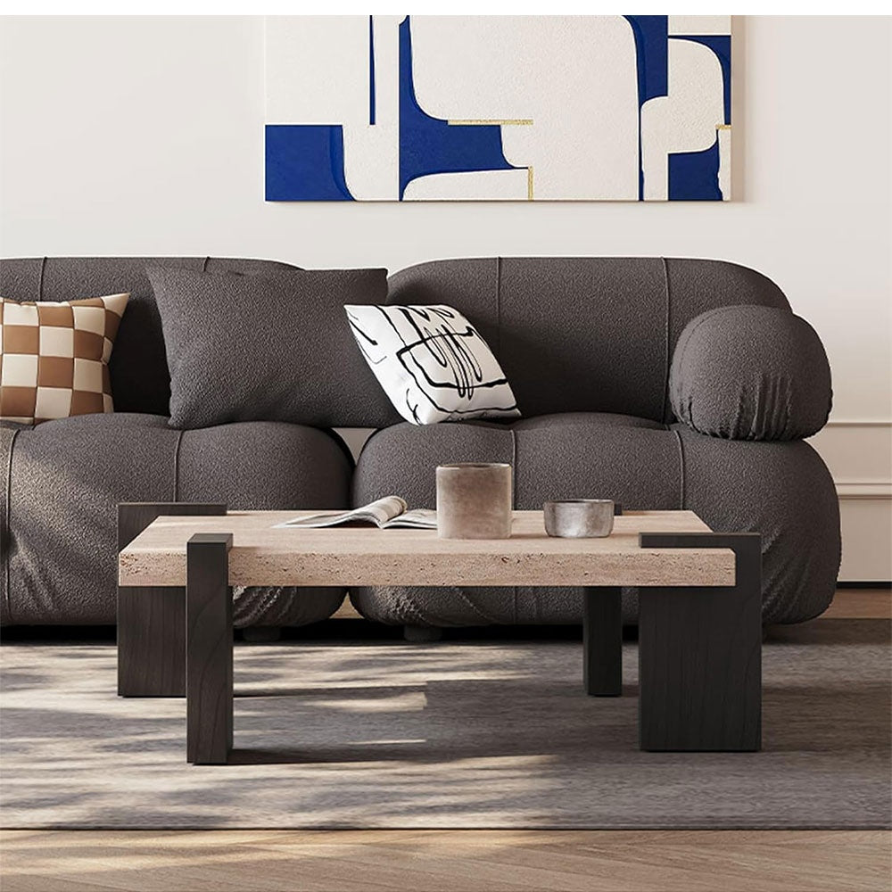 Masa de cafea,80 x 80 lemn si travertin Palma , Homedit - Image 4