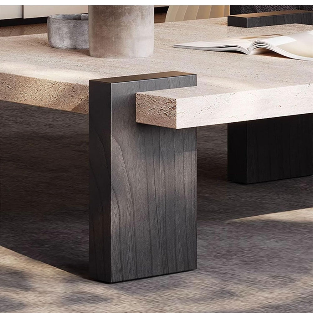 Masa de cafea,80 x 80 lemn si travertin Palma , Homedit - Image 8