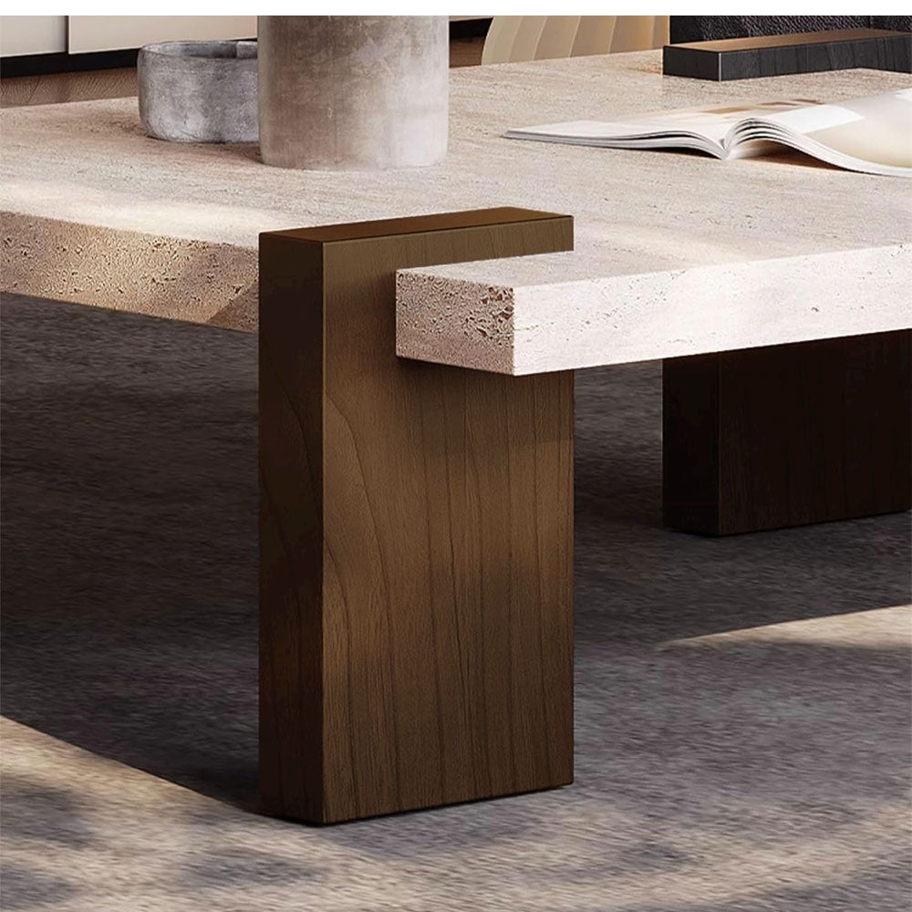 Masa de cafea,80 x 80 lemn si travertin Palma , Homedit - Image 9