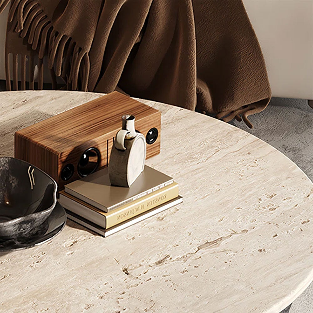 Masa cafea premium lemn masiv si Terrazzo, 90 cm Dune, Homedit - Image 10