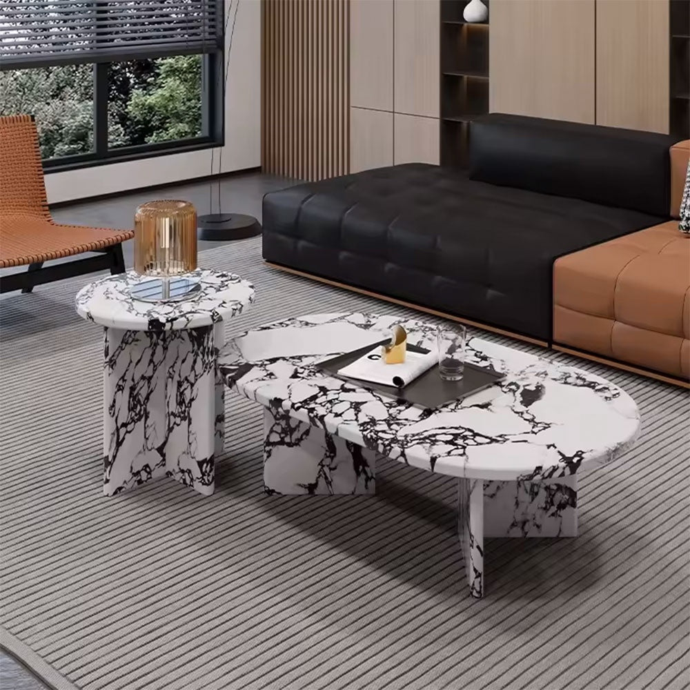 Set masa cafea Grail, masuta premium din Terrazzo, Homedit - Image 2