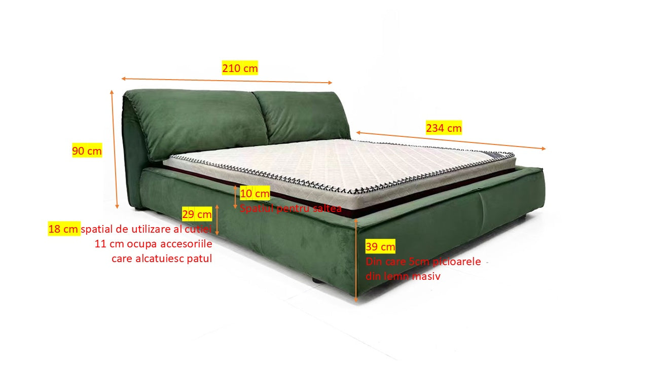 Pat premium din catifea anti pata cu lada pneumatica pentru depozitare, Martha, Homedit - Image 5
