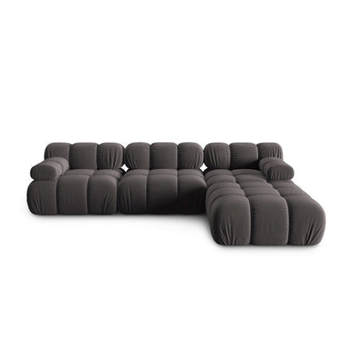 Canapea premium modulara din catifea Bellis, 288 x 96 cm, taburet 96 x 96 cm, gri, Homedit