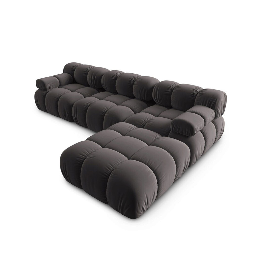 Canapea premium modulara din catifea Bellis, 288 x 96 cm, taburet 96 x 96 cm, gri, Homedit - Image 5