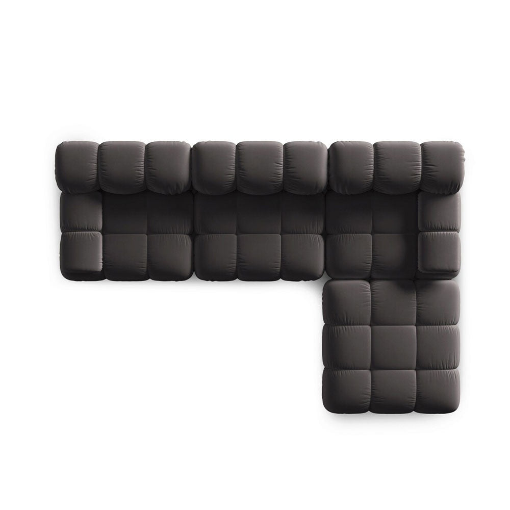 Canapea premium modulara din catifea Bellis, 288 x 96 cm, taburet 96 x 96 cm, gri, Homedit - Image 4