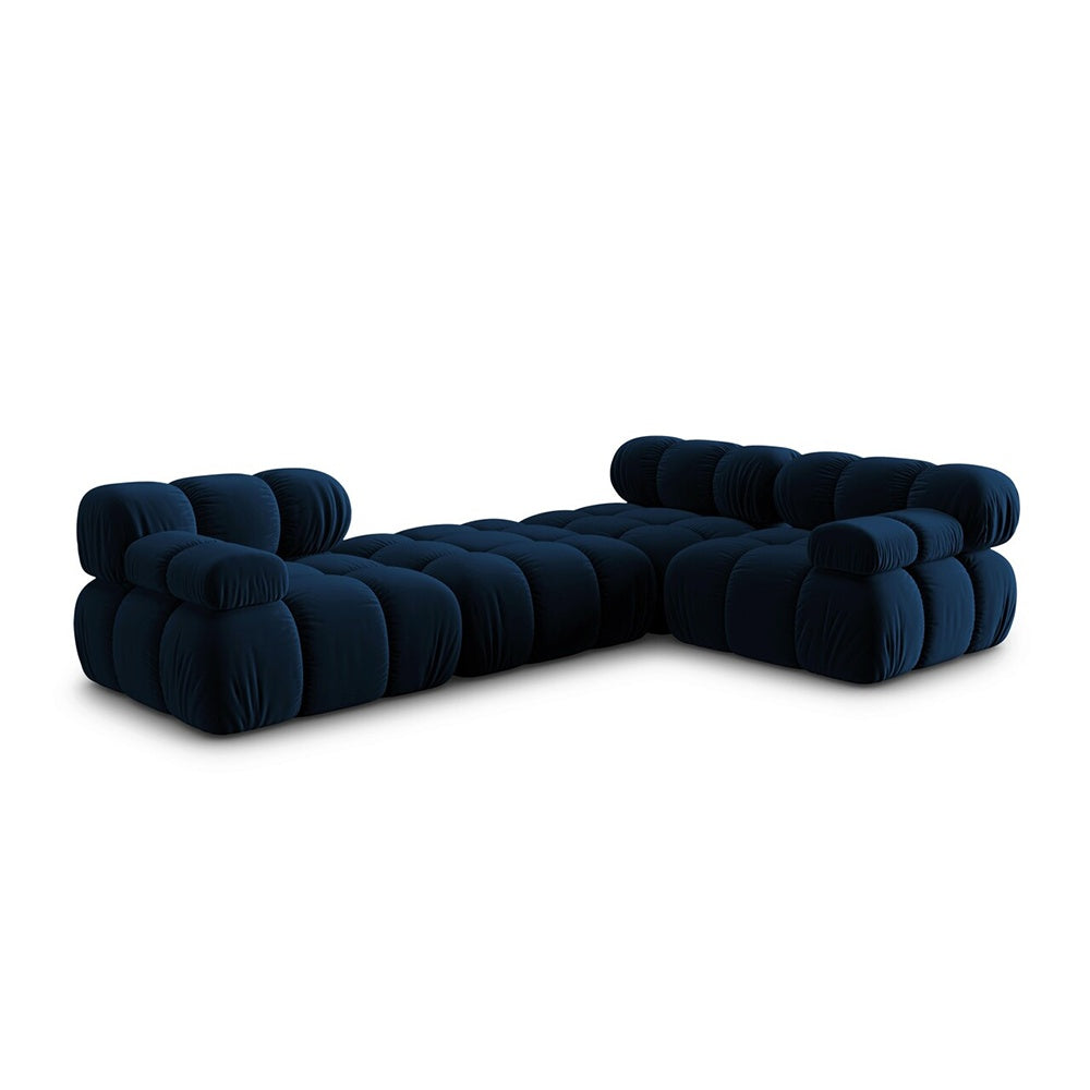 Canapea premium modulara din catifea Bellis, 288 x 96 cm, taburet 96 x 96 cm, albastru, Homedit - Image 8