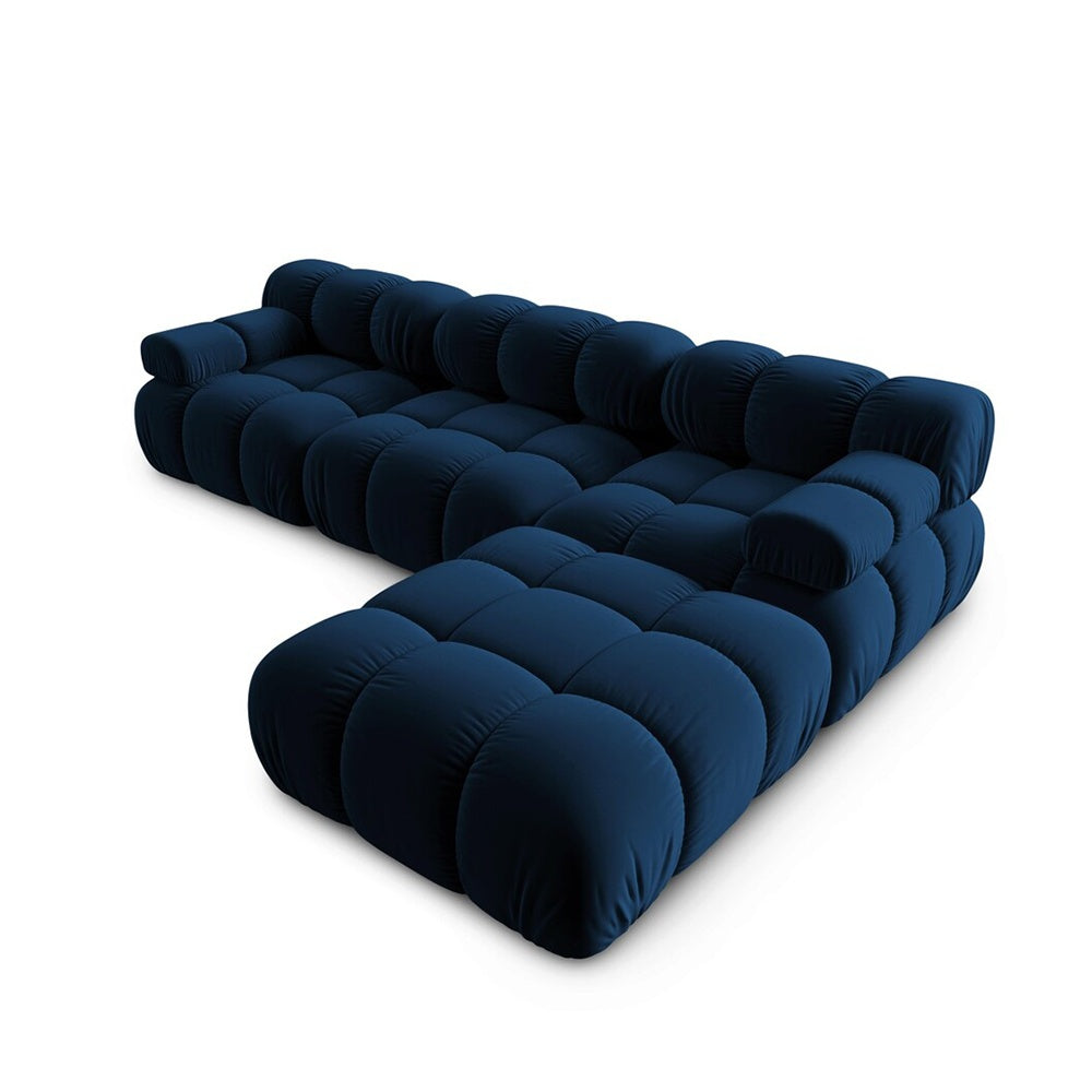 Canapea premium modulara din catifea Bellis, 288 x 96 cm, taburet 96 x 96 cm, albastru, Homedit - Image 4