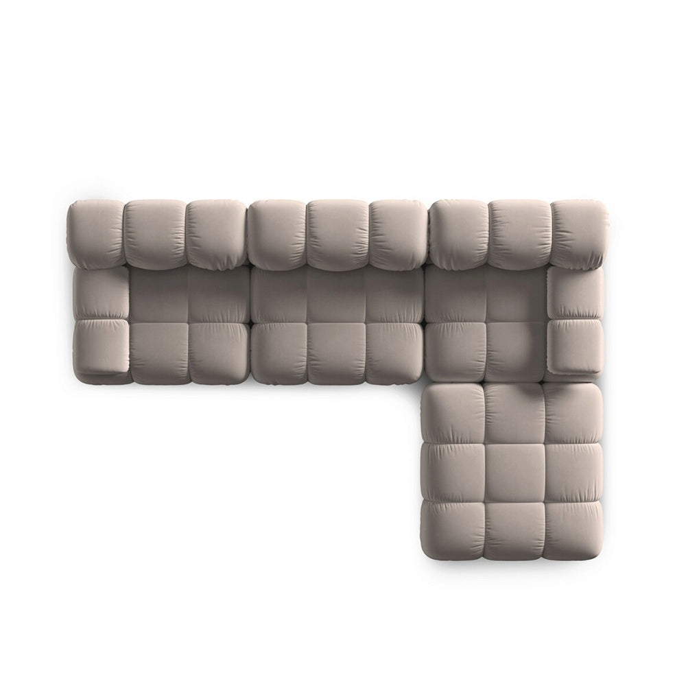 Canapea premium modulara din catifea Bellis, 288 x 96 cm, taburet 96 x 96 cm, bej, Homedit - Image 5