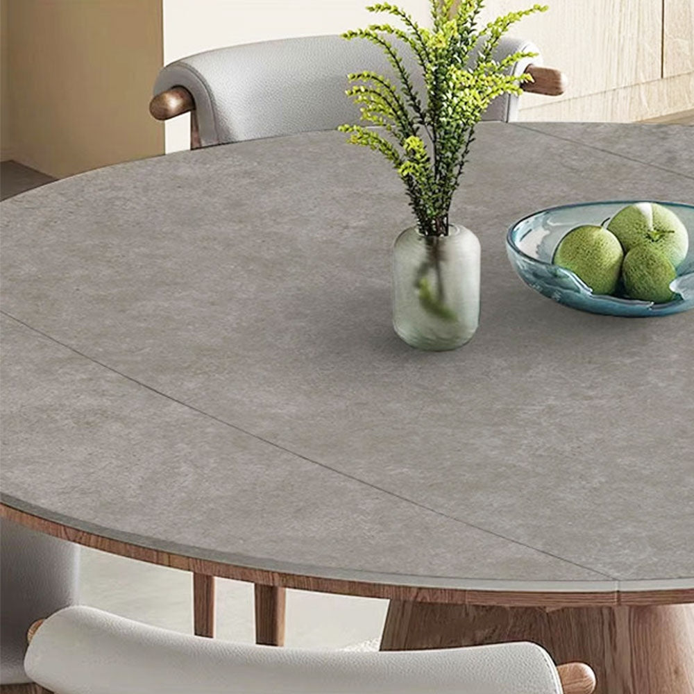 Masa extensibila 150 x 90 x 75 cm lemn masiv si ardezie gri Jhonson, masa dining rotunda, Homedit - Image 5