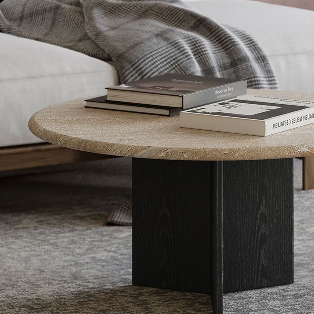 set mese cafea din stejar rosu si travertin, Manaby, Homedit - Image 4