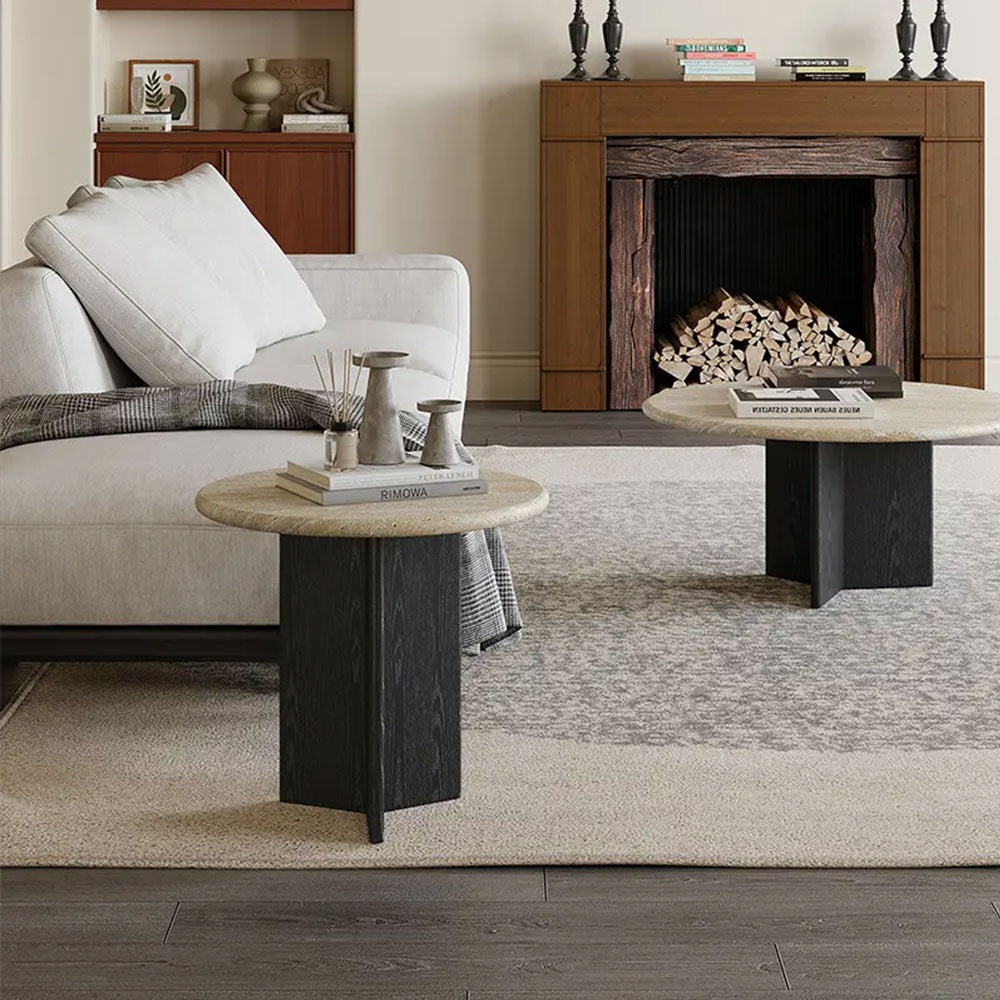 set mese cafea din stejar rosu si travertin, Manaby, Homedit - Image 3