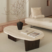 Masuta cafea 120 x 68, stejar rosu si travertin Kaice, Homedit - Image 2