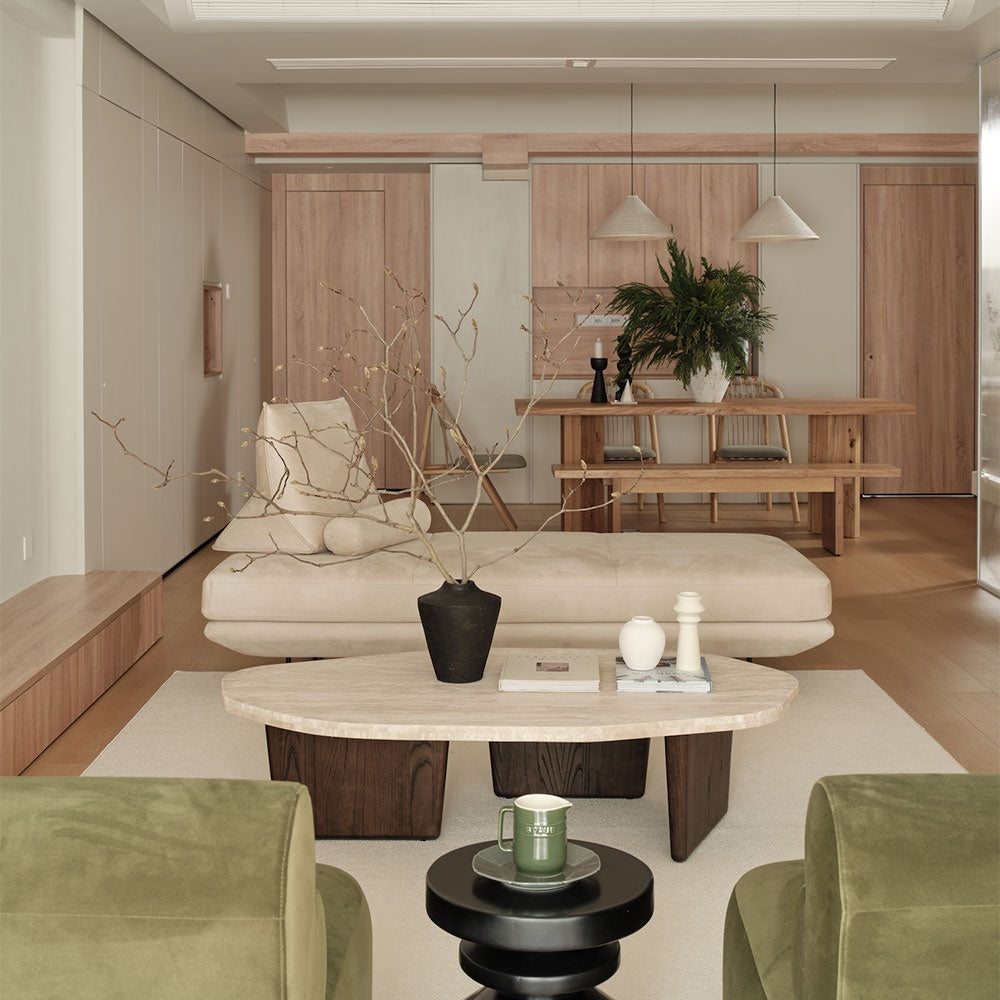 Masuta cafea 120 x 68, stejar rosu si travertin Kaice, Homedit - Image 4