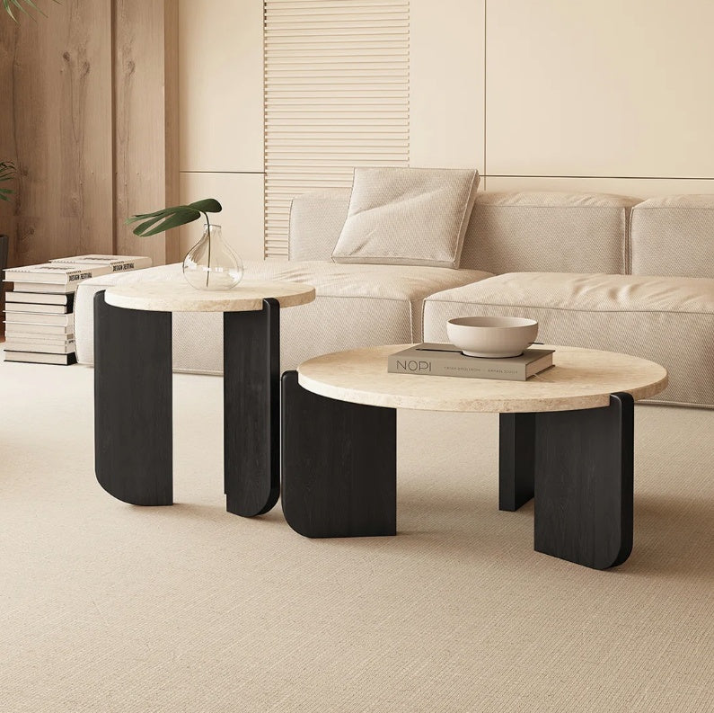 Set doua mese mese lemn si trrazzo , Luce, stejar rosu si Terrazzo, Homedit - Image 3