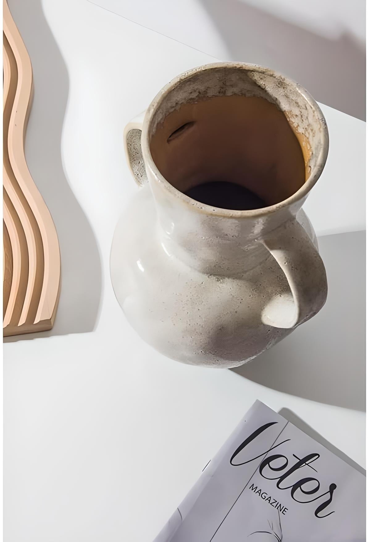 vaza ceramica blunt, 25 x 19,5 x 11 cm, bej, homedit - Image 4