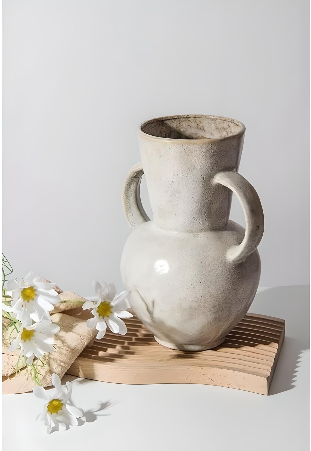 vaza ceramica blunt, 25 x 19,5 x 11 cm, bej, homedit - Image 5