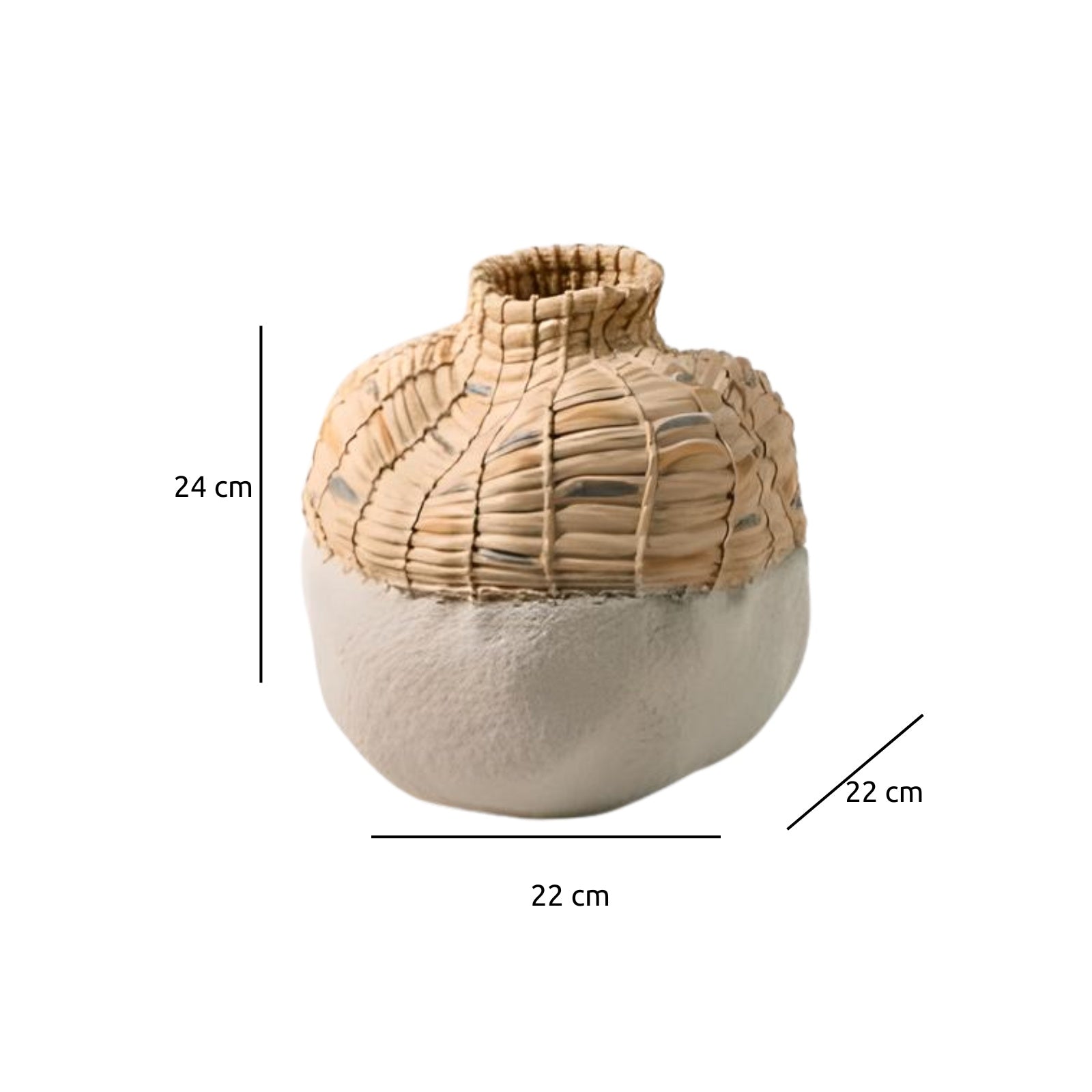 vaza ceramica loura, 24 x 22 x 22 cm, alb + bej, homedit - Image 3
