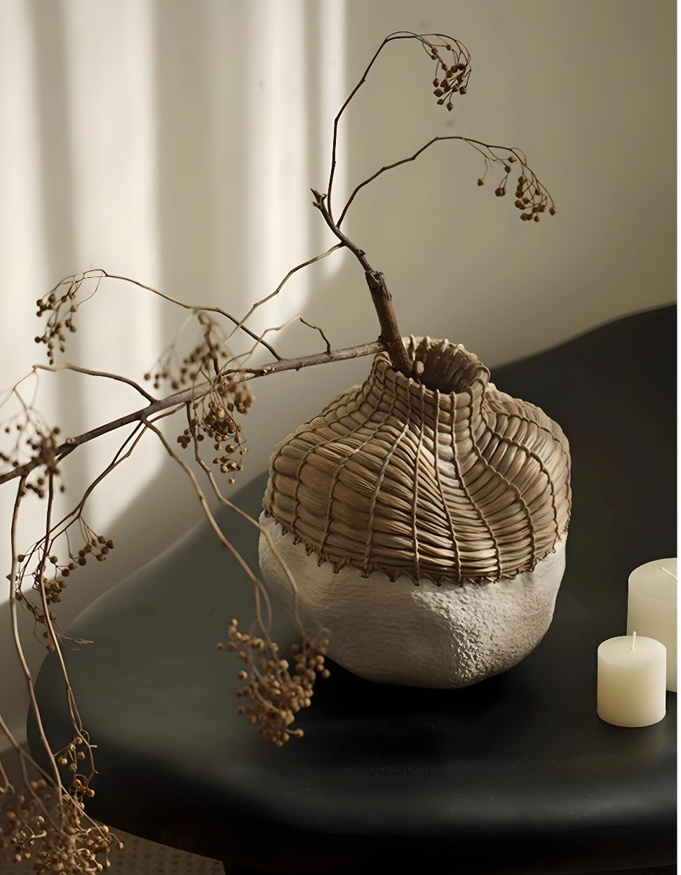 vaza ceramica loura, 24 x 22 x 22 cm, alb + bej, homedit - Image 2