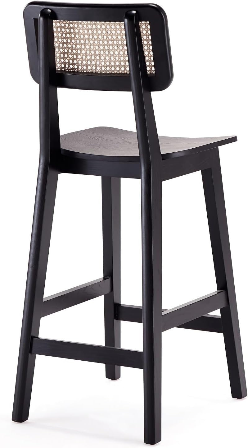 scaun de bar din lemn de cauciuc rika, scaun lemn si ratan, homedit - Image 4
