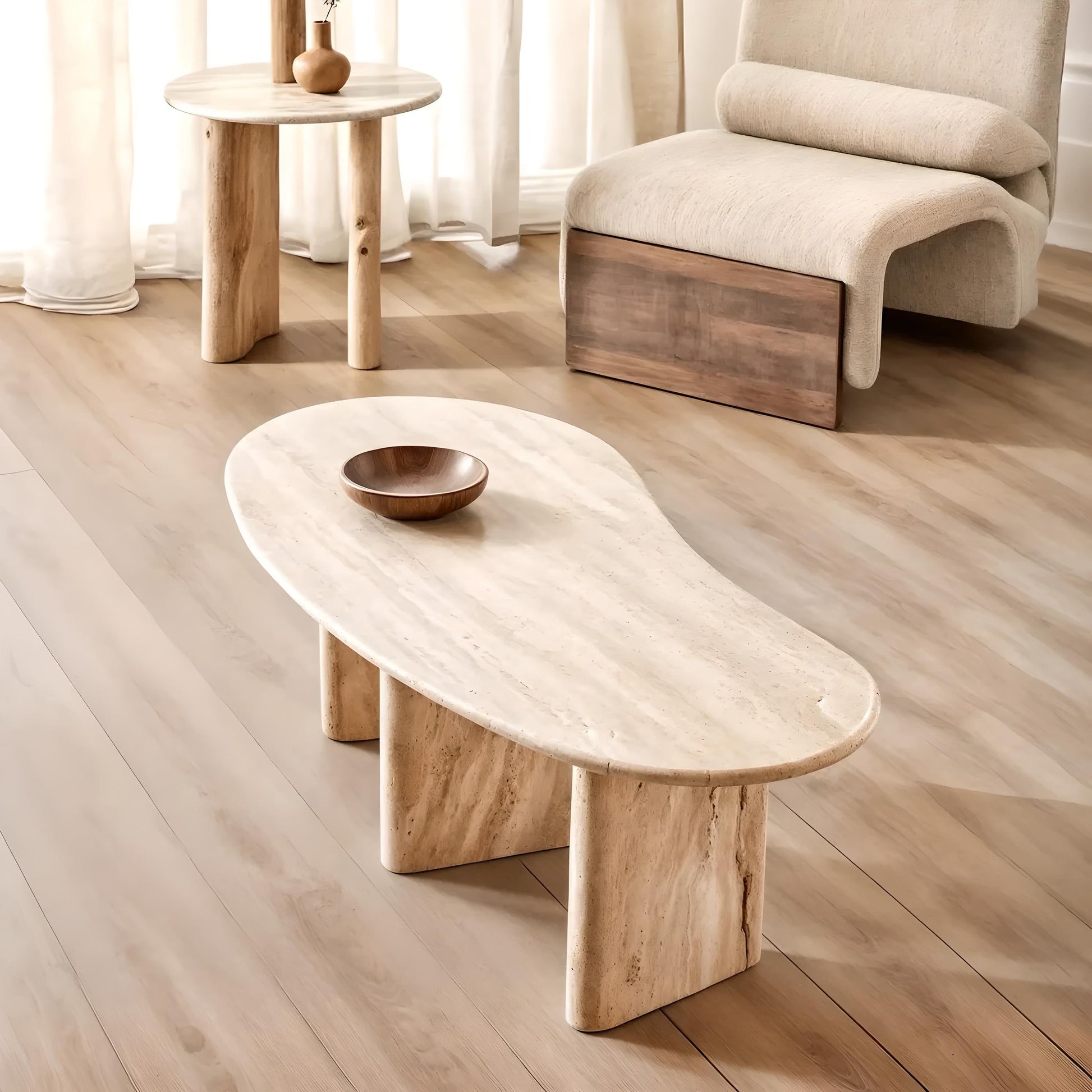 Masa cafea premium Carlo, piatra naturala, 128 x 58 x 40 cm, Homedit - Image 5