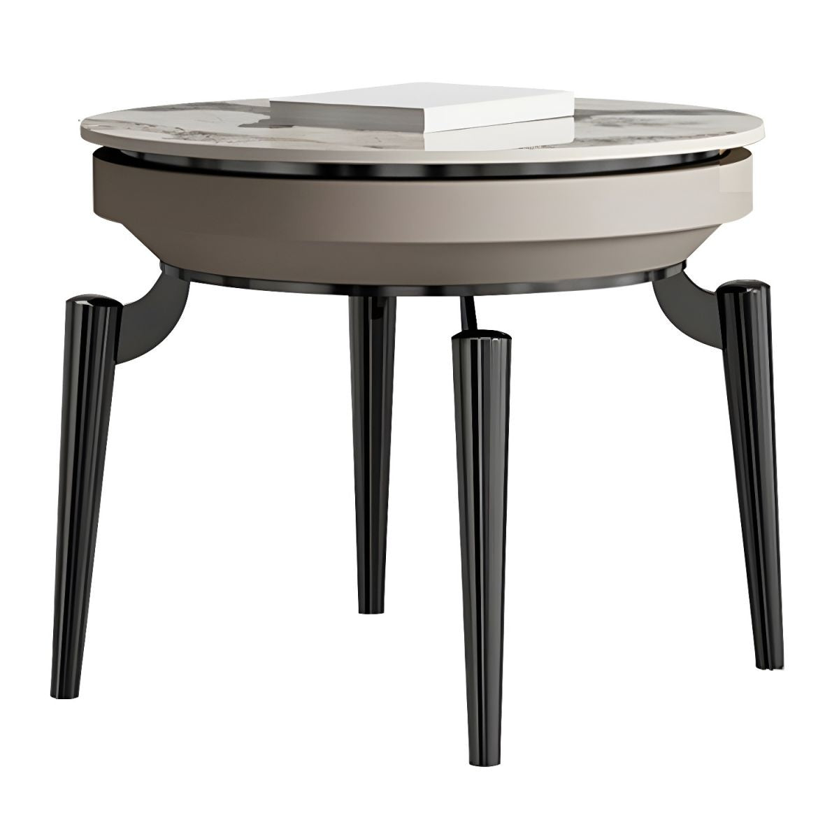 Masuta de cafea 60 x 60 Goldora, piatra naturala si otel inoxidabil, Homedit - Image 2