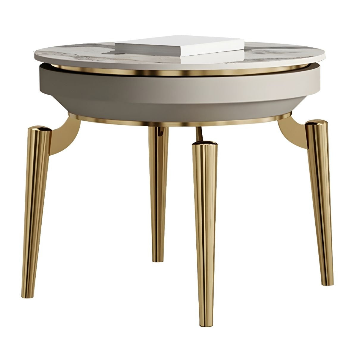 Masuta de cafea 60 x 60 Goldora, piatra naturala si otel inoxidabil, Homedit - Image 3