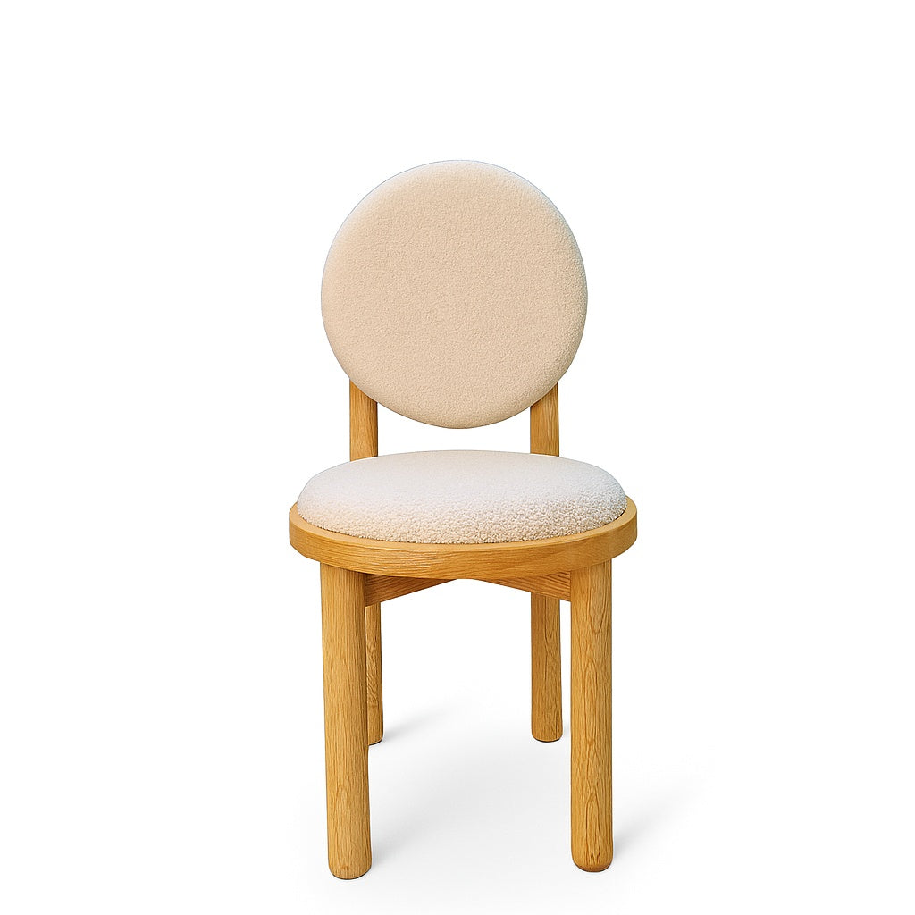 Scaun din lemn masiv Donut plus, tapiterie boucle, 87 x 44 x 48 cm, Homedit - Image 2