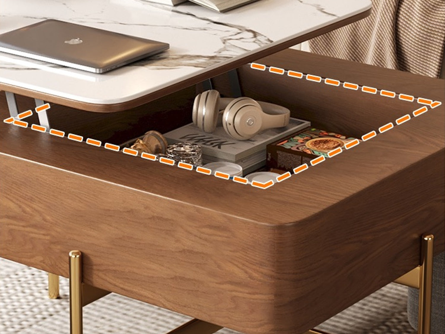 Masa de cafea lemn si furnir de lemn Lift Up, Homedit - Image 3