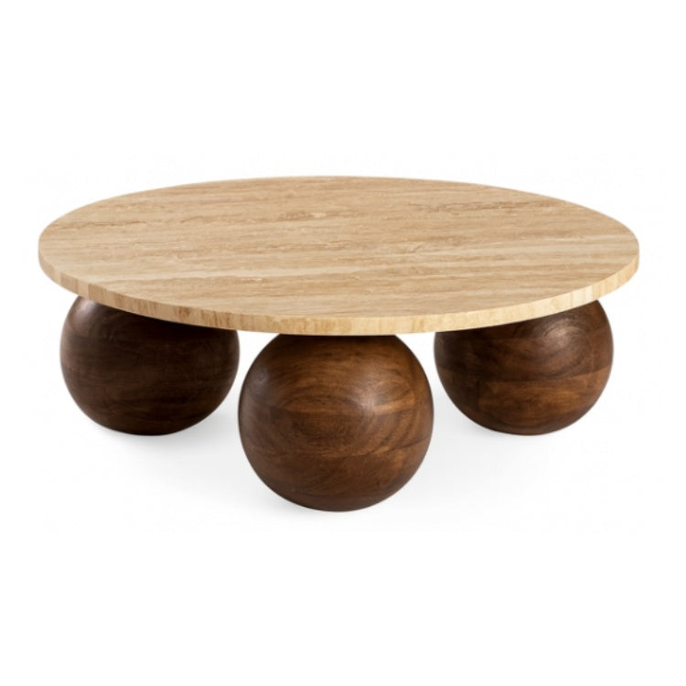 Masuta de cafea din lemn de stejar si marmura, 90 cm x 90 cm x 30 cm Bill, Homedit - Image 2