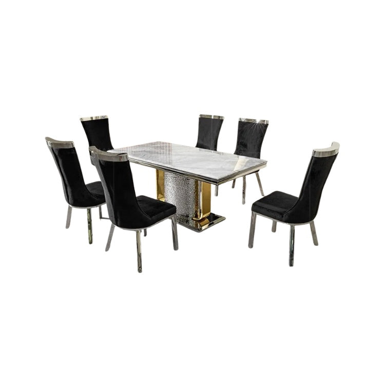 Masa Dining Moonlit Silver, Premium, 220 x 100 x 75 cm, Homedit - Image 2