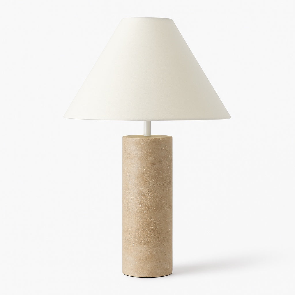 lampa din piatra naturala si abajur conic textil odet, 30 cm x 42 cm, homedit - Image 2