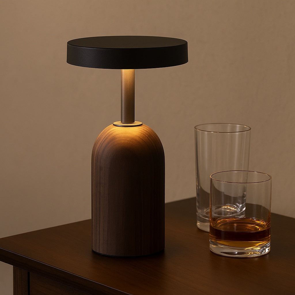 lampa reincarcabila dravon din lemn de nuc si metal, 13 cm x 24 cm, homedit - Image 5