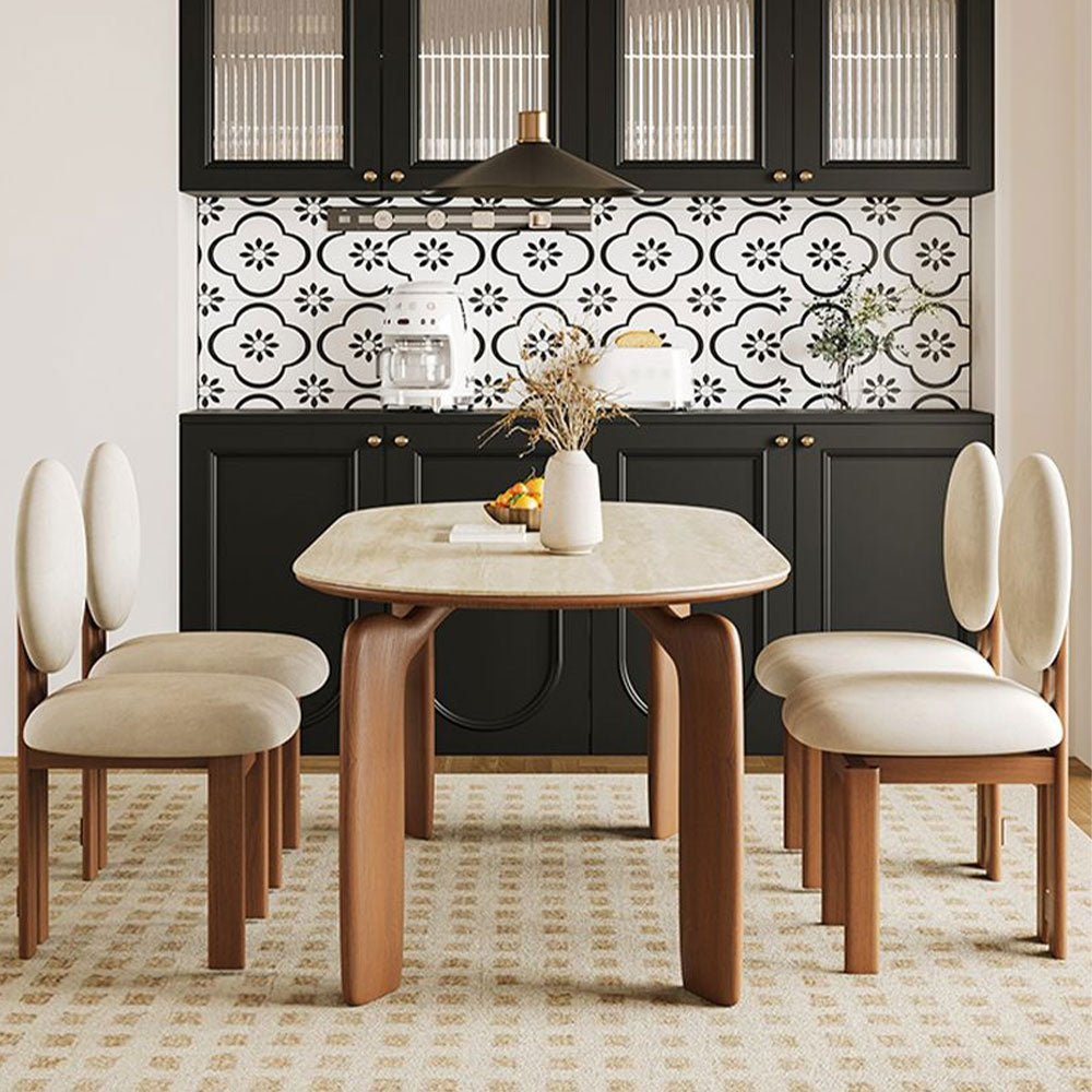 Masa premium Lyon, lemn masiv de frasin si blat din ardezie, maro, 180 x 90 cm, Homedit - Image 5