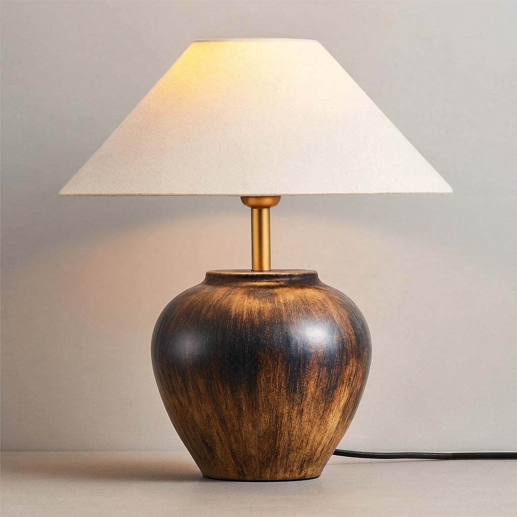 lampa diner, 40 x 36 cm, abajur textil si baza ceramica, homedit - Image 3